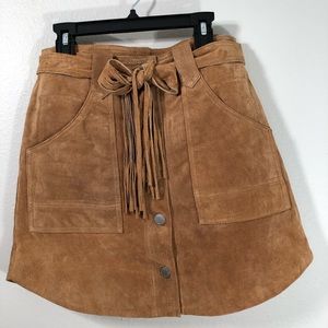 Blank NYC suede skirt boho fringe belt